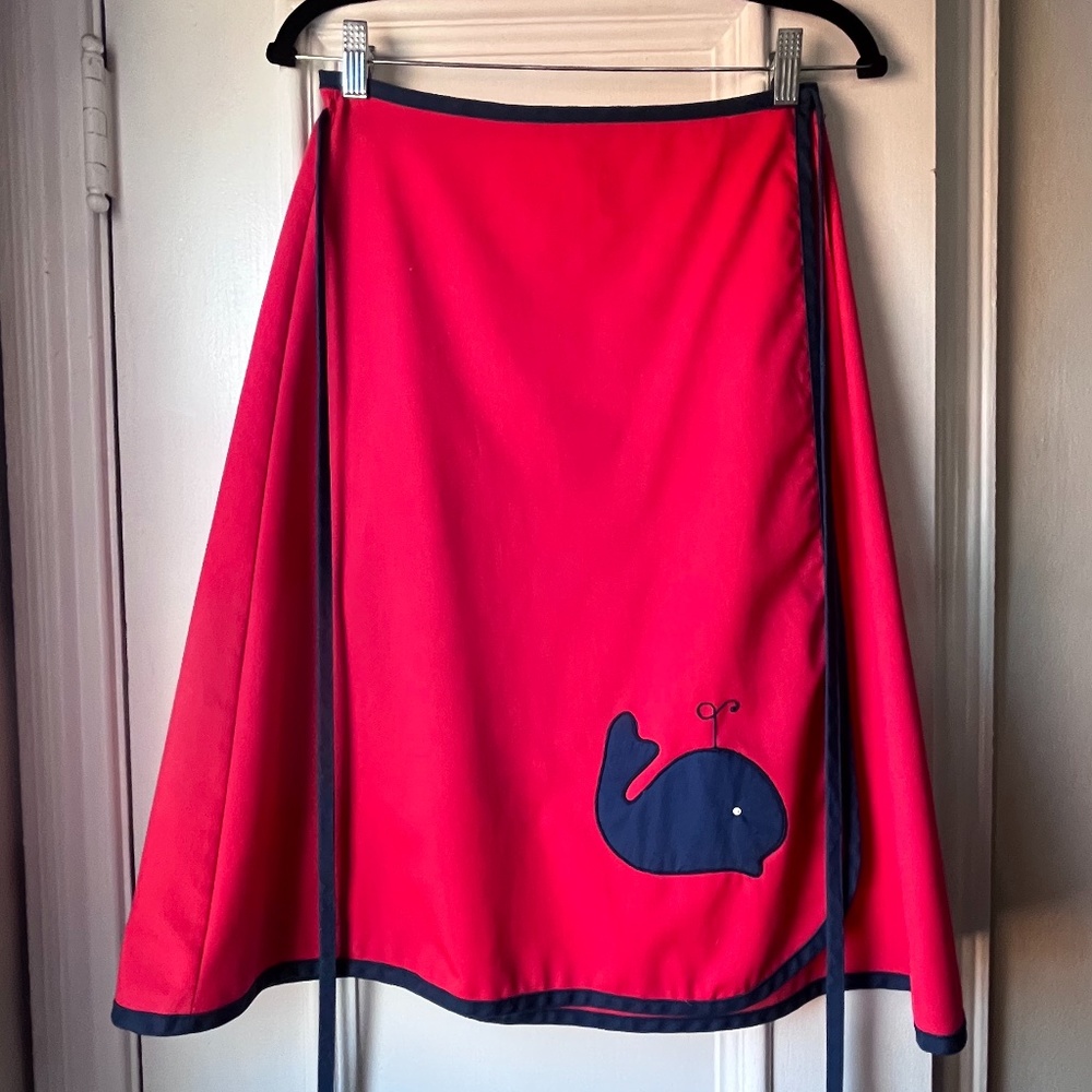 Vintage 70s/80s Red Wrap Skirt with Whale Appliqué Size XS/S